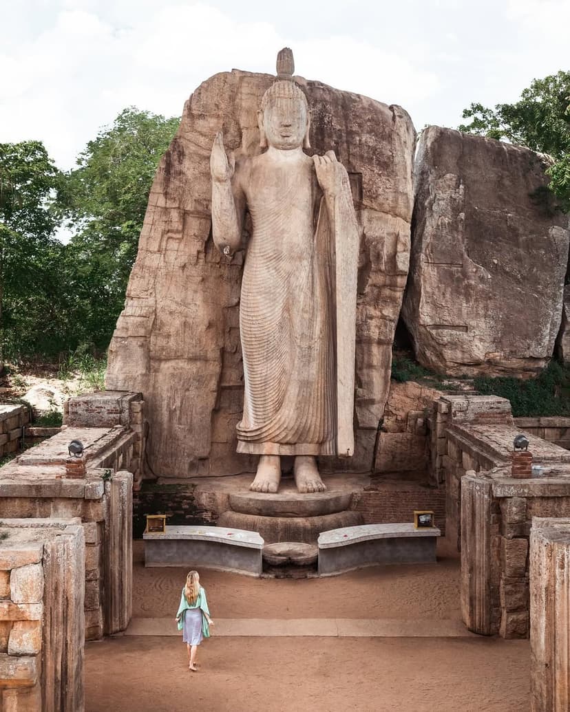 Avukana Buddha Statue showing its intricate details and serene expression