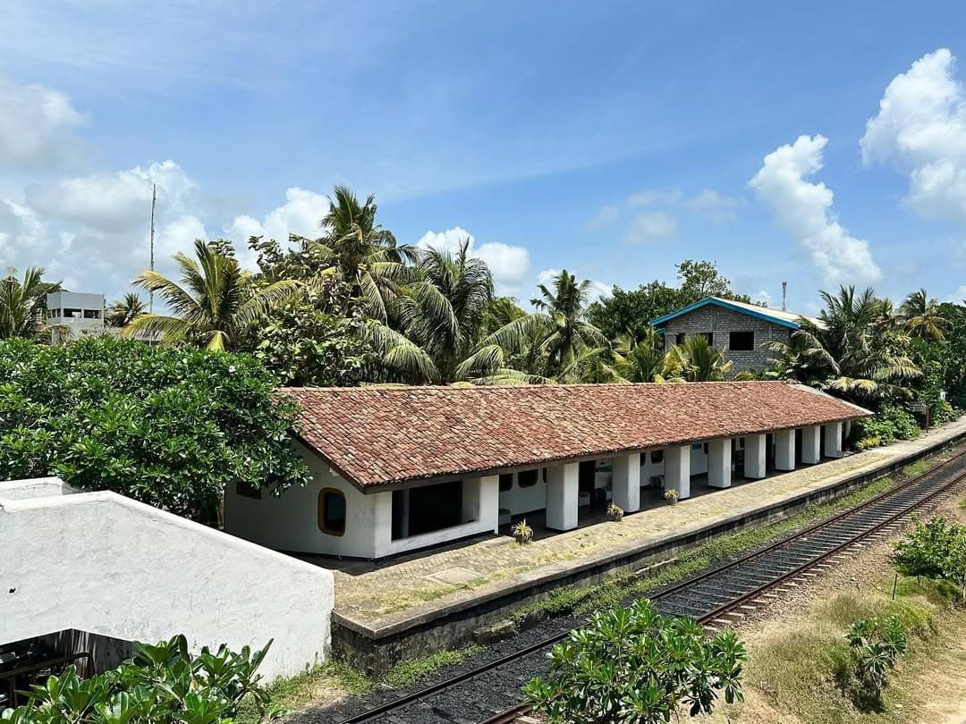 Scenic view of Bentota Railway Station with lush greenery