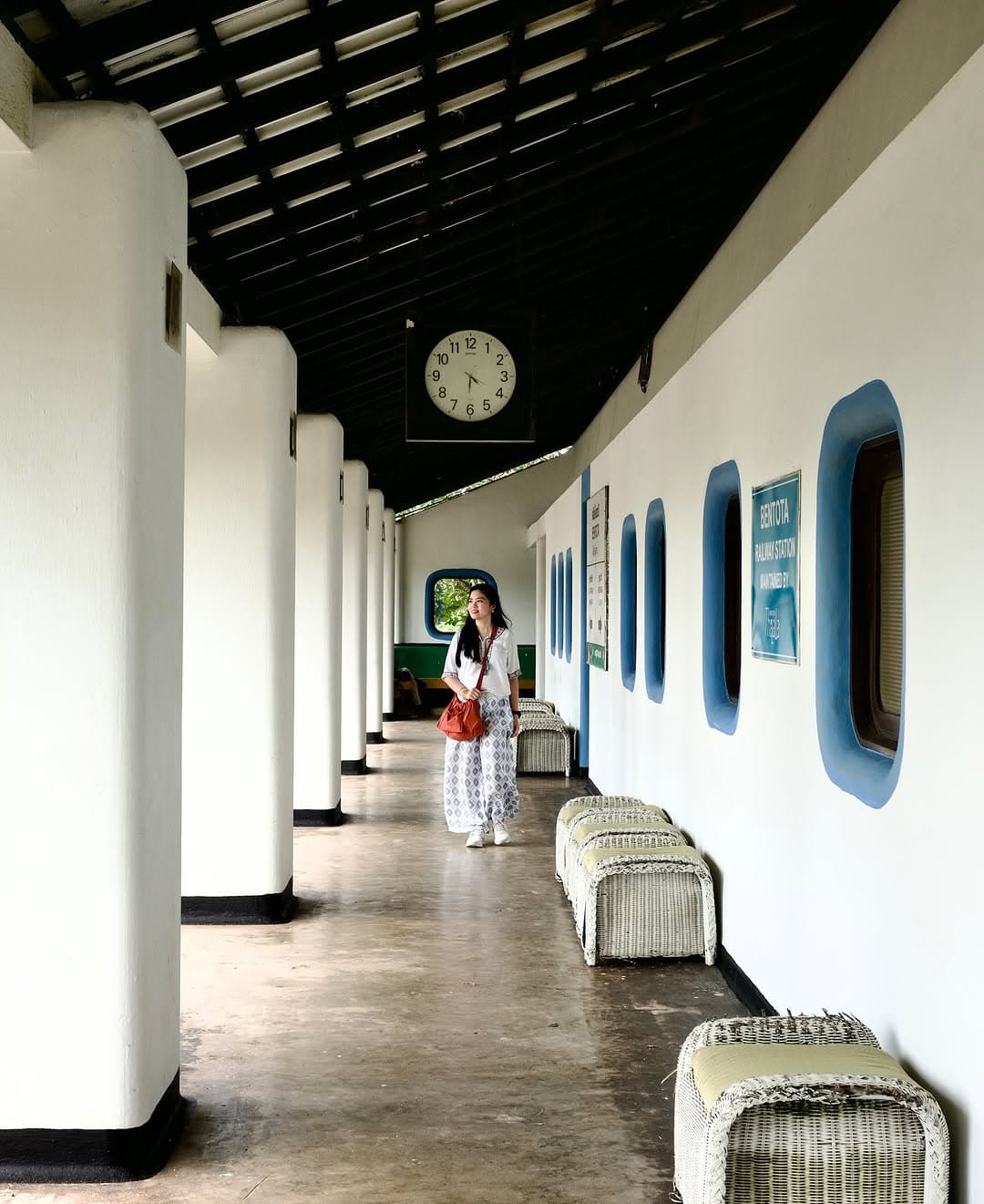 Scenic view of Bentota Railway Station with lush greenery
