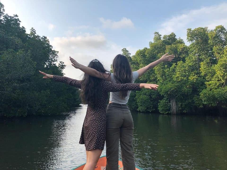 Bentota River with golden sand and clear waters
