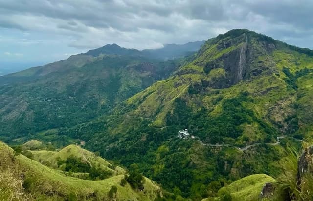 Ella town with Nine Arch Bridge and Little Adam's Peak visible in the distance