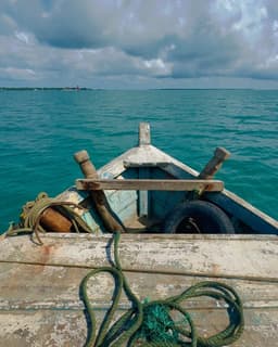 Ferry boat approaching Nainativu Island, Sri Lanka