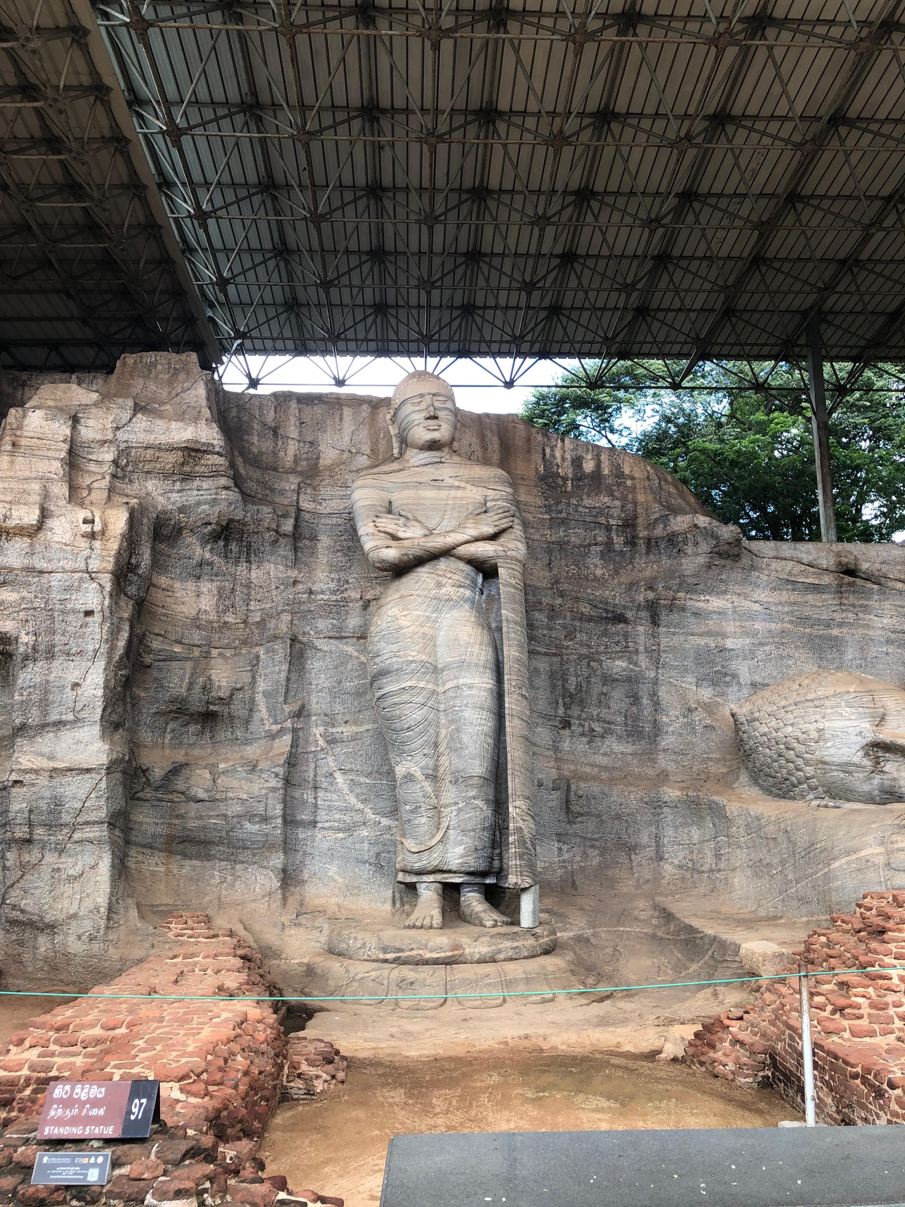 Close-up of Gal Vihara Buddha face details
