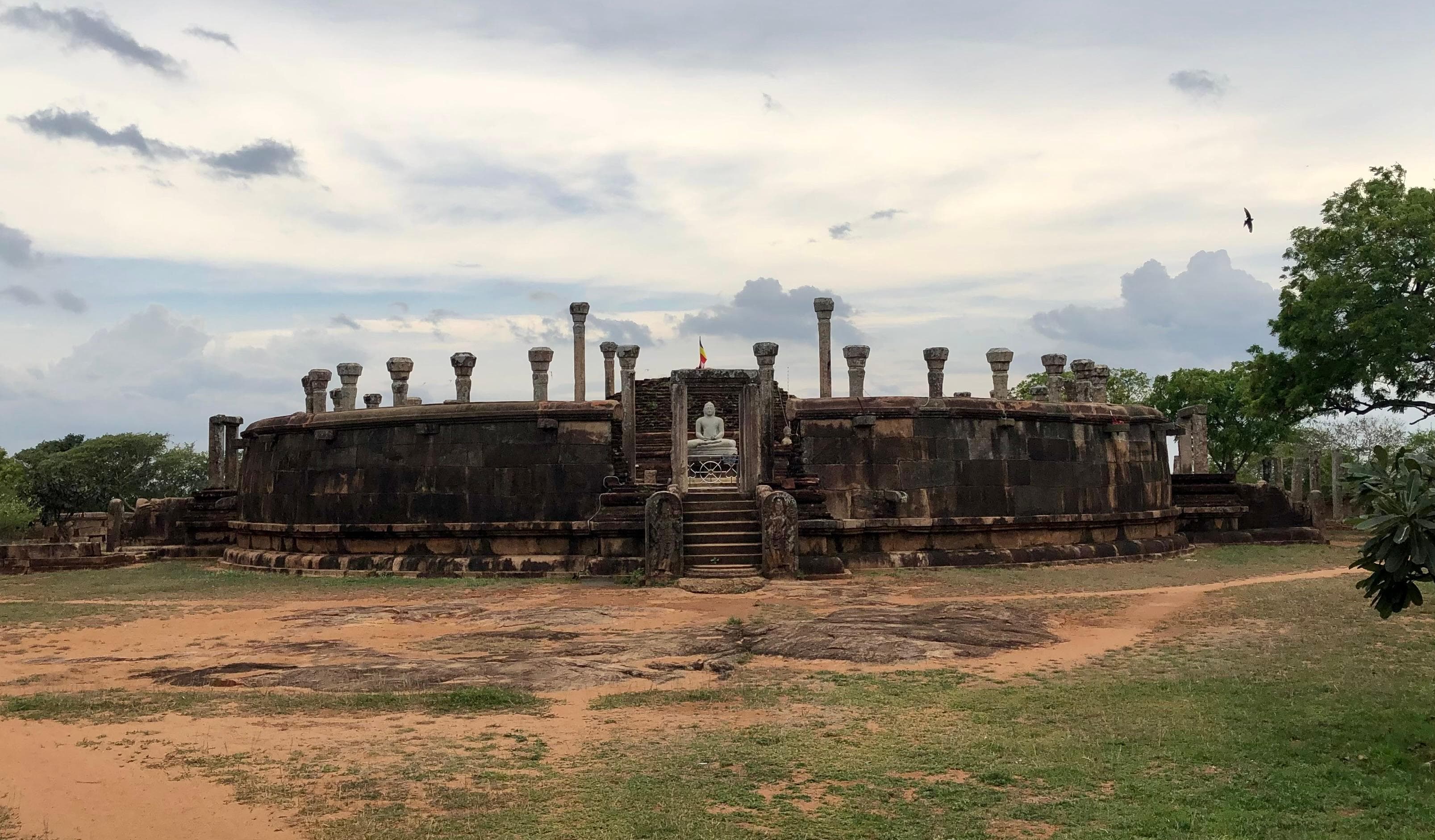 Girihandu Seya ancient Buddhist stupa on hilltop