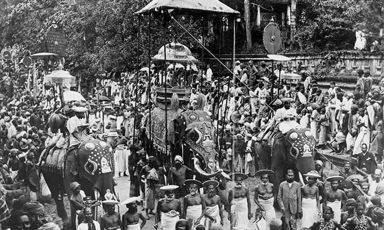 Historical image of Kandy Esala Perahera procession