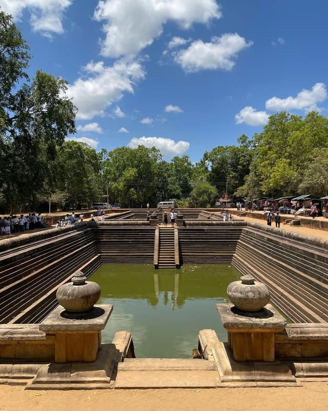 Twin Ponds showing sophisticated ancient water management system with stone steps