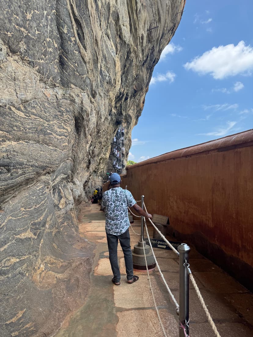 Panoramic view from Sigiriya summit showing vast green landscape and ancient palace ruins