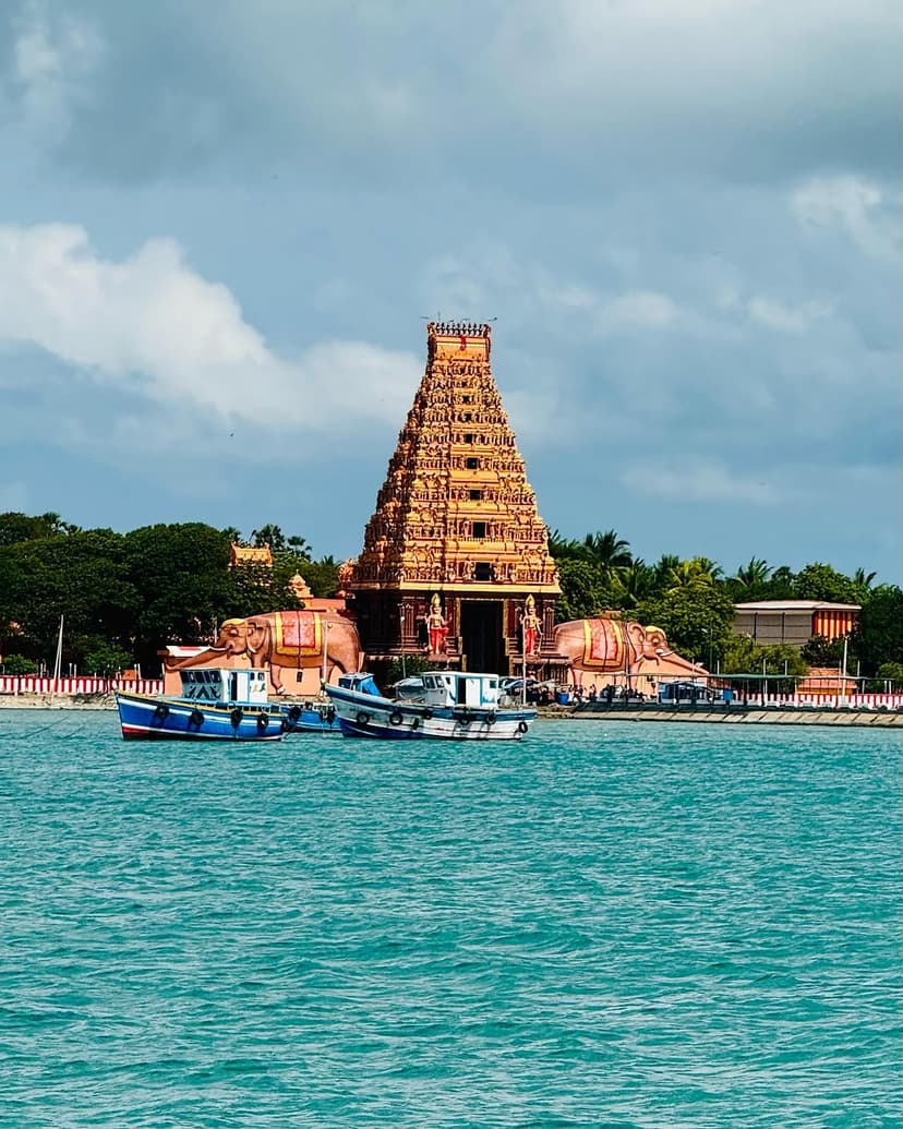 Colorful gopuram of Nagapooshani Amman Kovil, Nainativu
