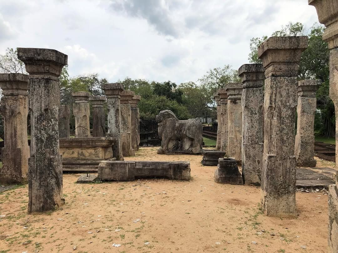 Close-up of intricately carved lotus pillars at the Audience Hall