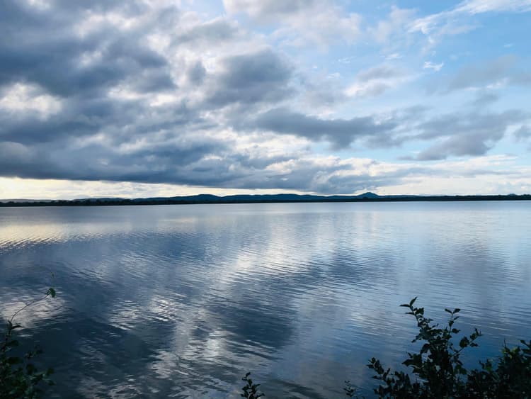 Vast Parakrama Samudra reservoir with ancient embankments and water management systems