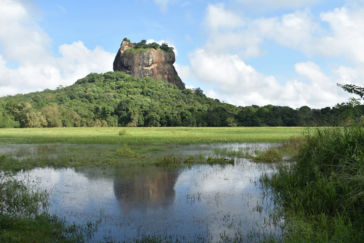 Ancient frescoes of Sigiriya showing beautiful celestial maidens painted on rock walls